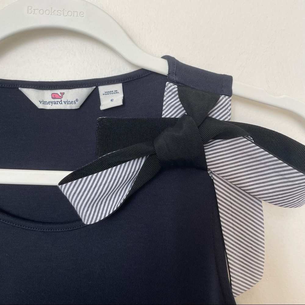 Vineyard Vines Navy Bow Shoulder Mixed Media Dress size small